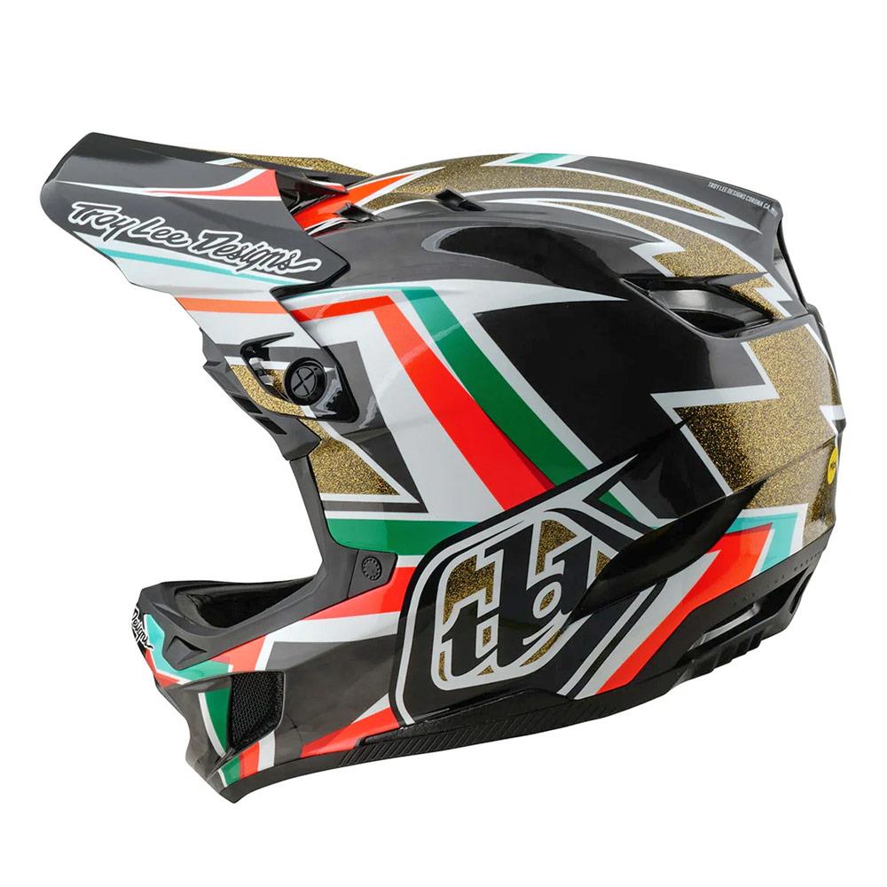 Troy Lee D4 Carbon MIPS Race Helmet - Frames Black/Gold