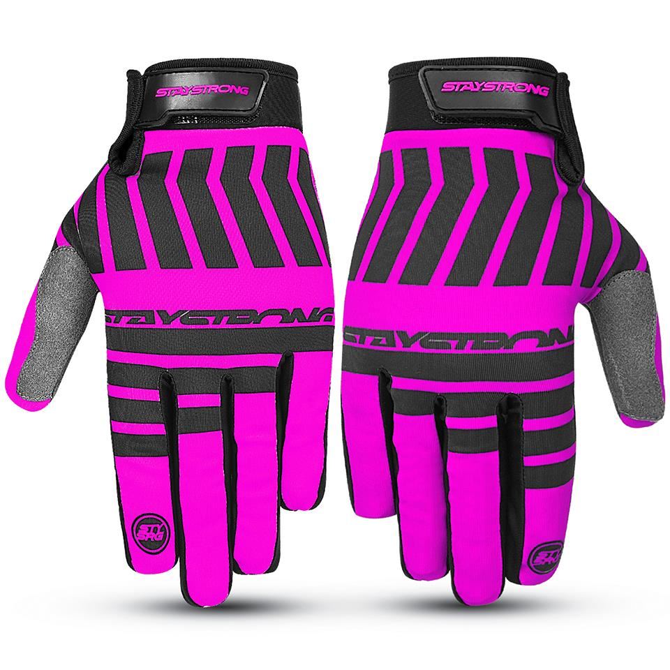 pink bicycle gloves Stay Strong Chev Stripe Gloves