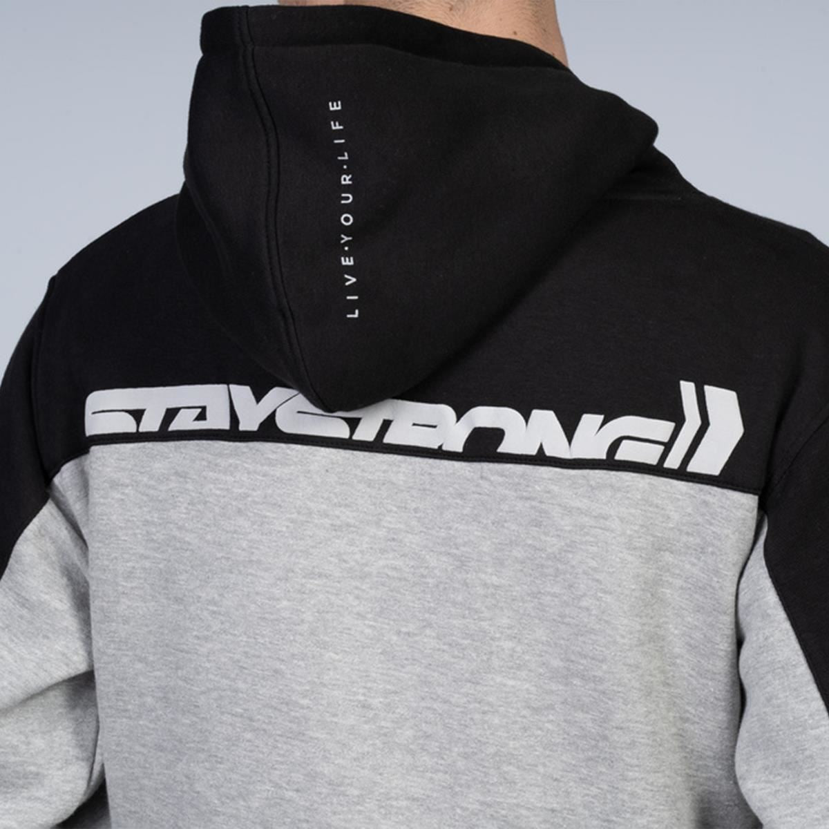 Stay Strong Cut Off Hoodie - Black/Grey