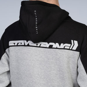 Stay Strong Cut Off Hoodie - Black/Grey