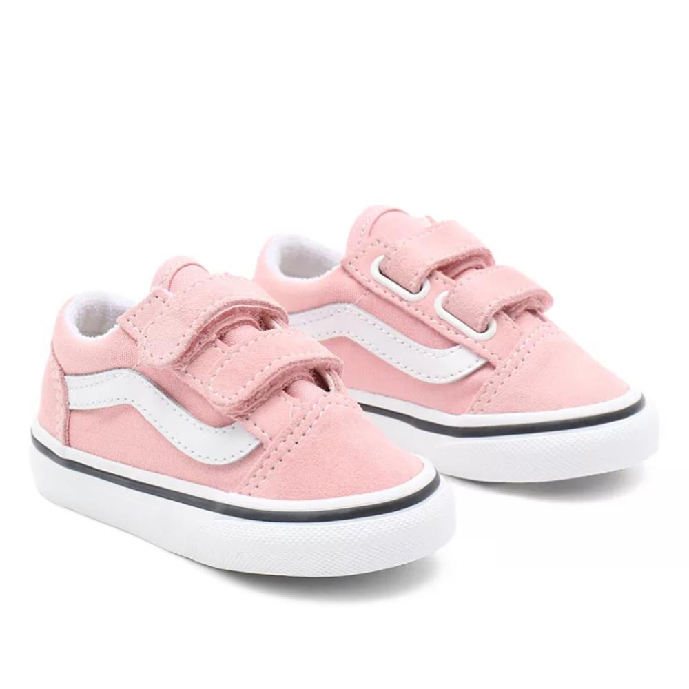 Vans Toddler Old Skool V Shoes - Powder Pink/True White