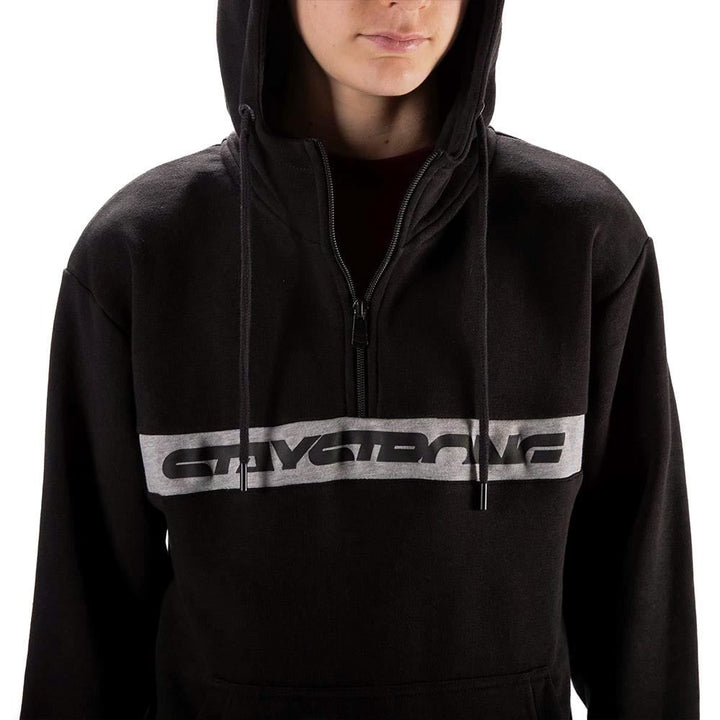 Stay Strong Cut Stripe 1/4 Zip Hoodie - Black/Grey