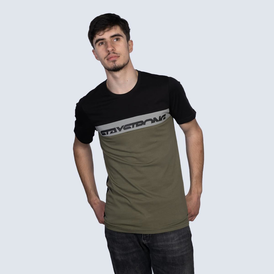 Stay Strong Cut Off T-Shirt - Black/Green