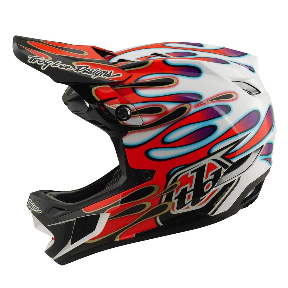 Troy Lee D4 Composite Race Helmet - Overspray White/Red