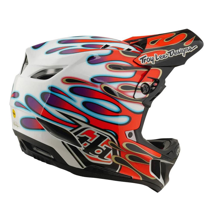 Troy Lee D4 Composite Race Helmet - Overspray White/Red