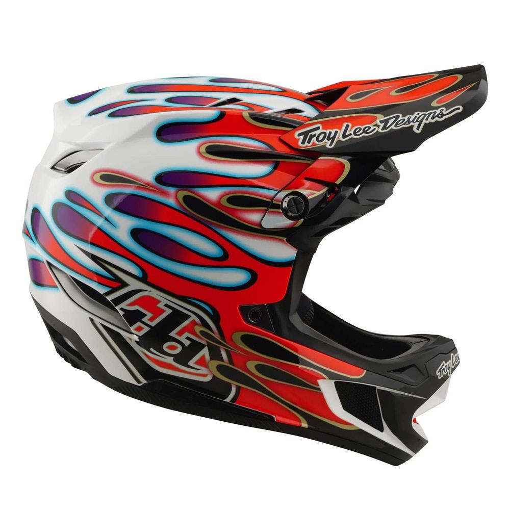 Troy Lee D4 Composite Race Helmet - Overspray White/Red