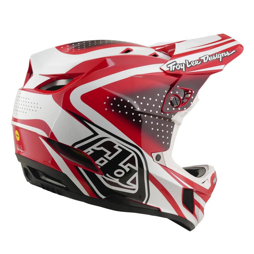 Troy Lee D4 Polyacrylite MIPS Race Helmet - The Line Fire/White