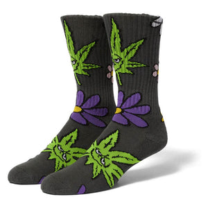 HUF Green Buddy Blossom Sock - Charcoal
