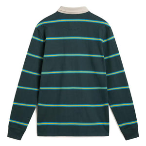 Vans Gatewood Rugby Stripe Long Sleeve Polo - Green Gables