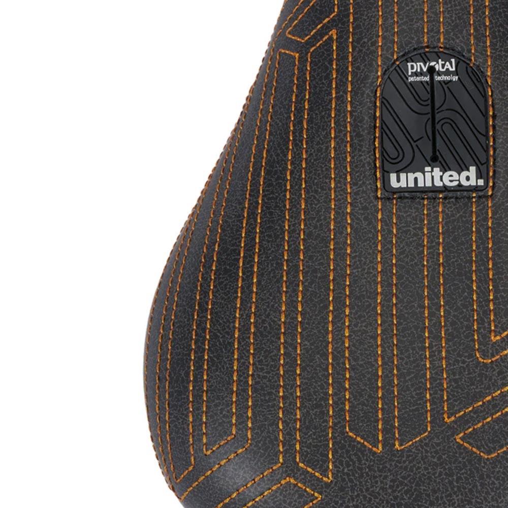 United Squad Fat Pivotal Seat - Black with Orange Stitch