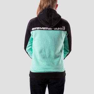 Stay Strong Cut Off Ladies Hoodie - Black/Mint
