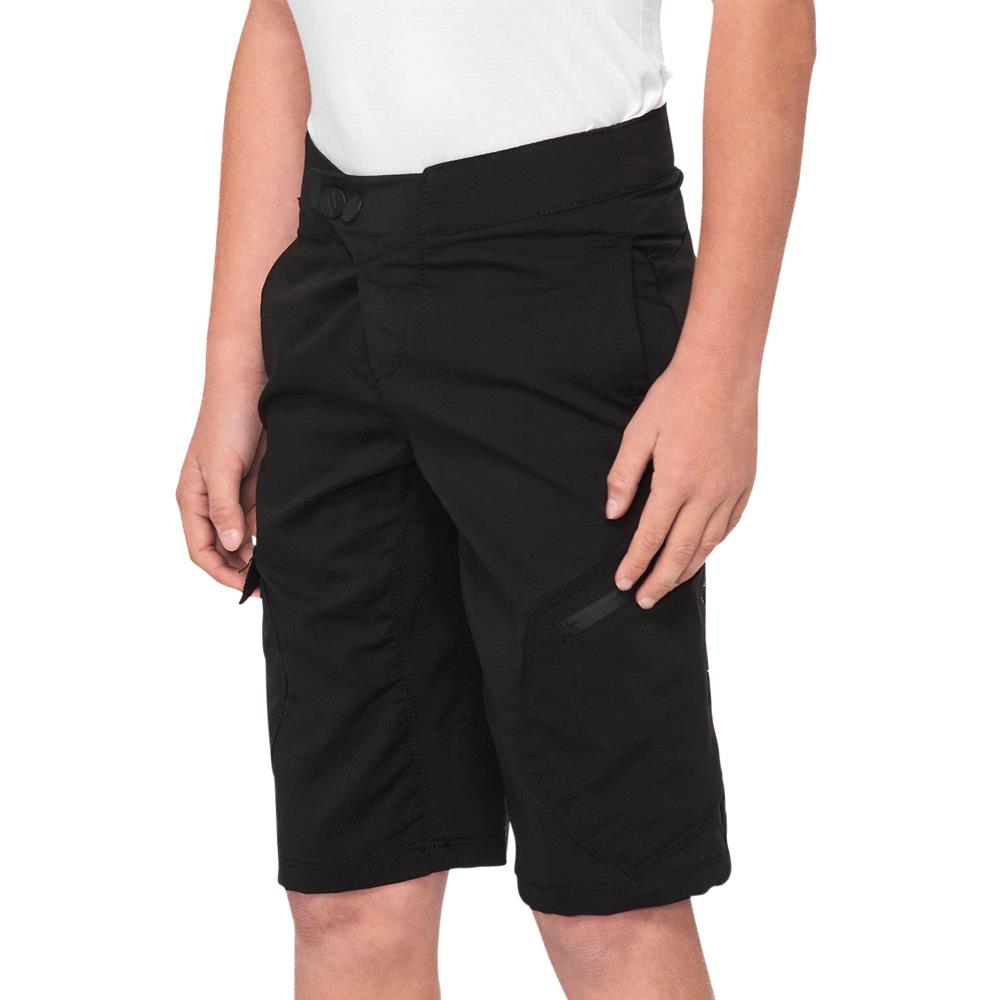 100% Ridrecamp Youth Race Shorts - Schwarz