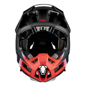 100% Aircraft 2 Race Helmet - Carbon Steel Blue/Neon Red