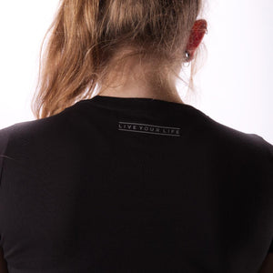 Stay Strong Palabra Box Camiseta de damas reflectantes - negro