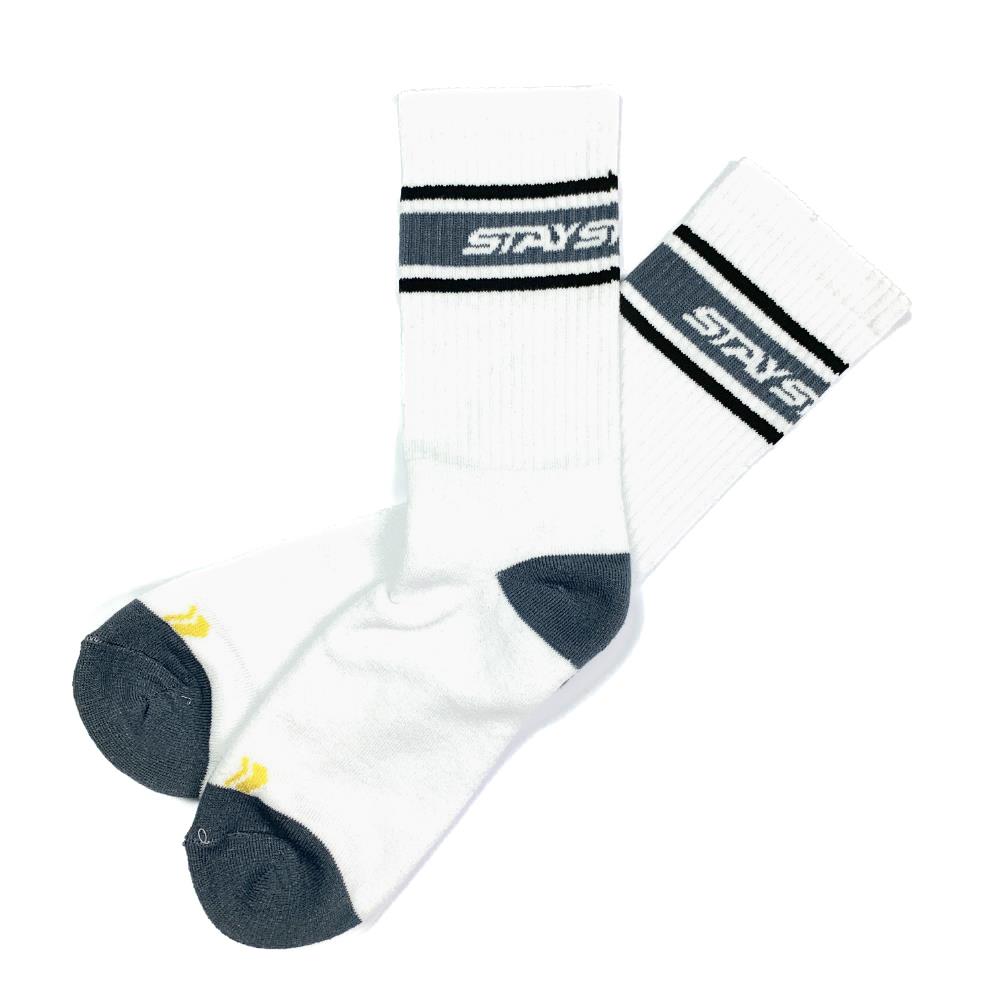 Stay Strong Stripe Socks -White