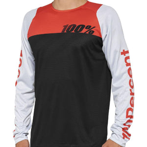100% R-Core Long Sleeve 2022 Race Jersey - Black/Racer Red