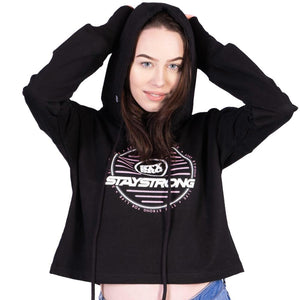 Stay Strong Neon Circle Womens Hoodie - Black