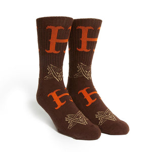 HUF X Thrasher Duality Sock Chocolate