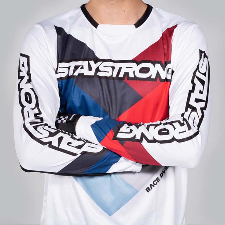 Stay Strong Jersey de la carrera de chevron juvenil - blanco