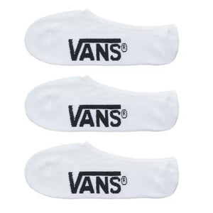 Vans Mens classic super no show socks - white with black logo