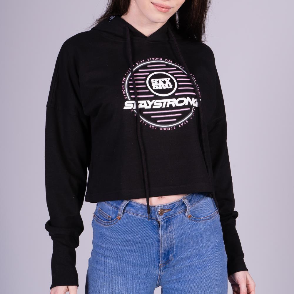 Stay Strong Círculo de neón sudadera con capucha para mujer - Negro