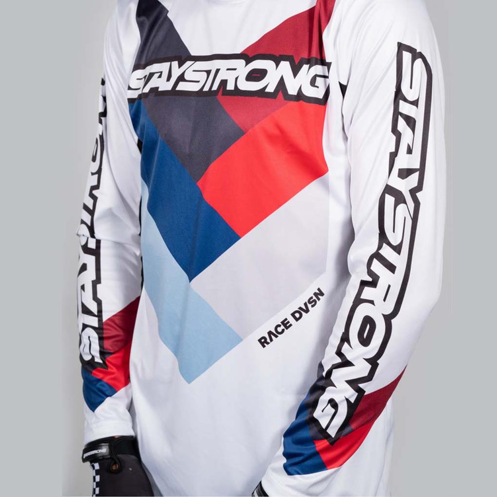 Stay Strong Jersey de la carrera de chevron juvenil - blanco