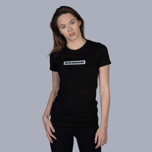 Stay Strong Word Box Reflective Ladies T-Shirt - Black