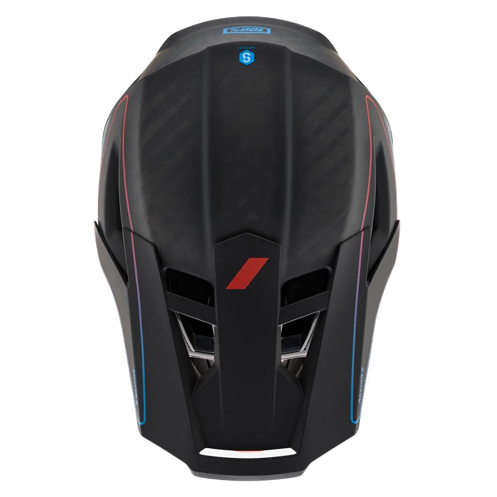 100% Aircraft 2 Race Helmet - Carbon Steel Blue/Neon Red