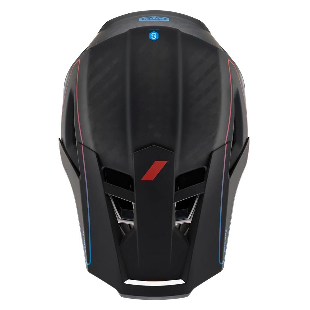 100% Aircraft 2 Race Helmet - Carbon Steel Blue/Neon Red