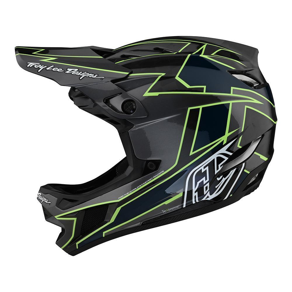 Casco da corsa in carbonio Troy Lee D4 - Grafico grigio/verde