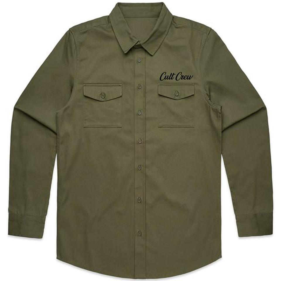 Cult Camisa de botón militar - verde militar