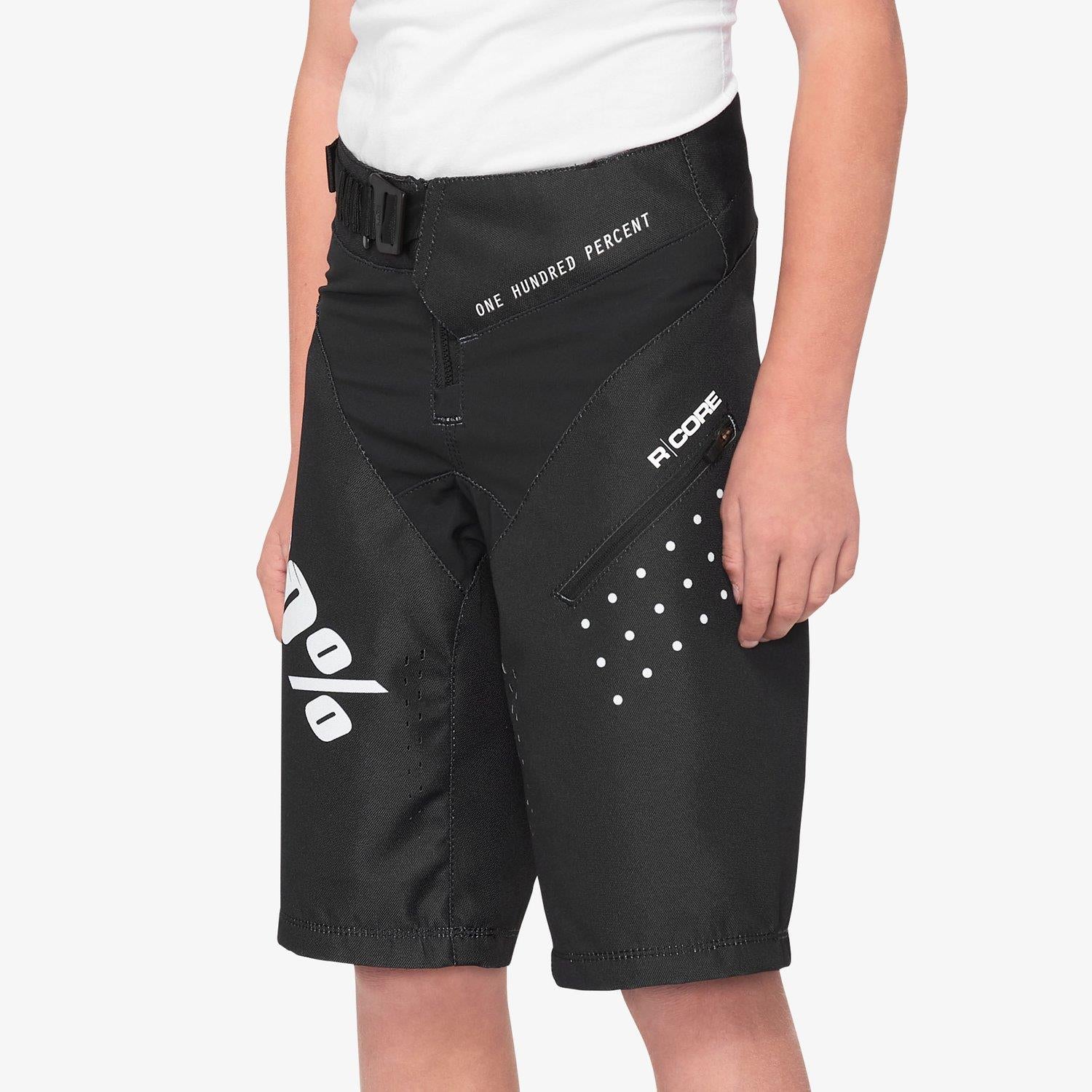 100% R -Core Race Youth Shorts - Negro