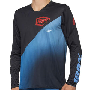 100% R-Core-X Long Sleeve 2022 Race Jersey - Black/Slate Blue