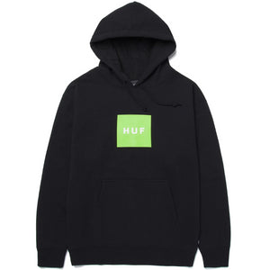 HUF Essentials OG Logo Pullover Hoodie - Black with green huf logo