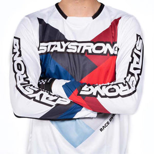 Stay Strong Jersey de la carrera de chevron juvenil - blanco