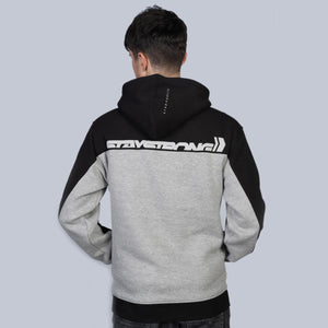 Stay Strong Cut Off Hoodie - Black/Grey